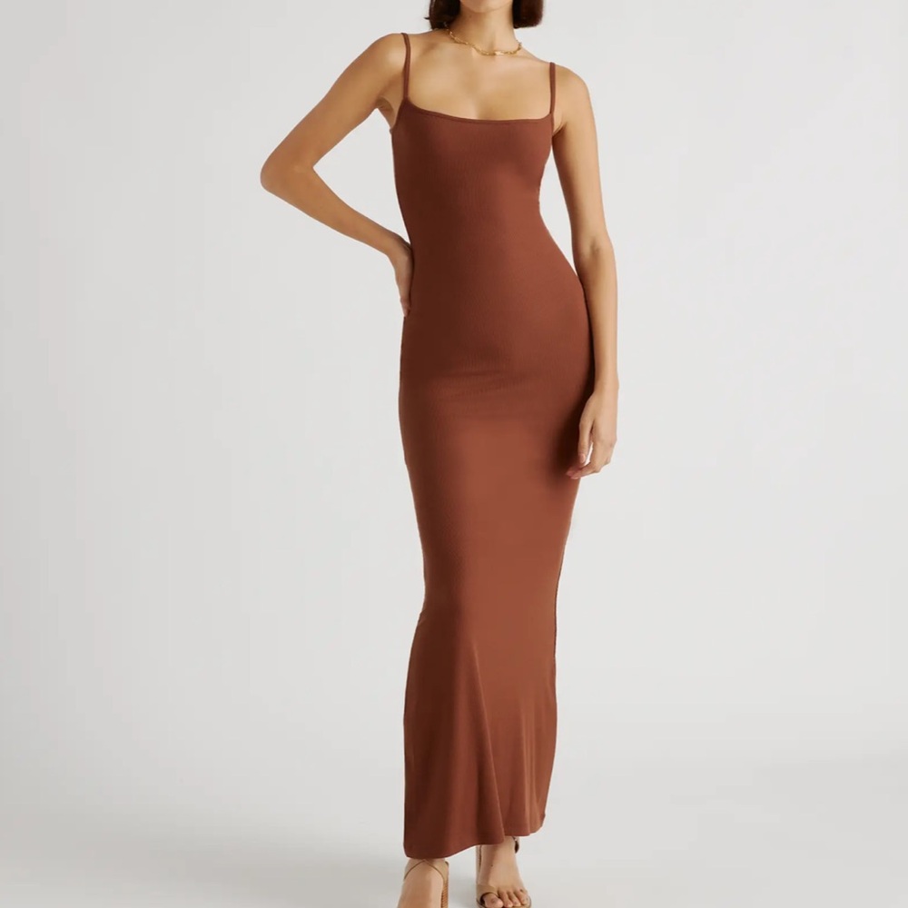 Quince Tencel Rib Knit Maxi Slip Dress